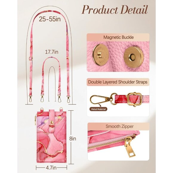 Phone Purse Crossbody Bags for Women - Leather Small Cell Phone Wallet RFID Bloc - Picture 5 of 6